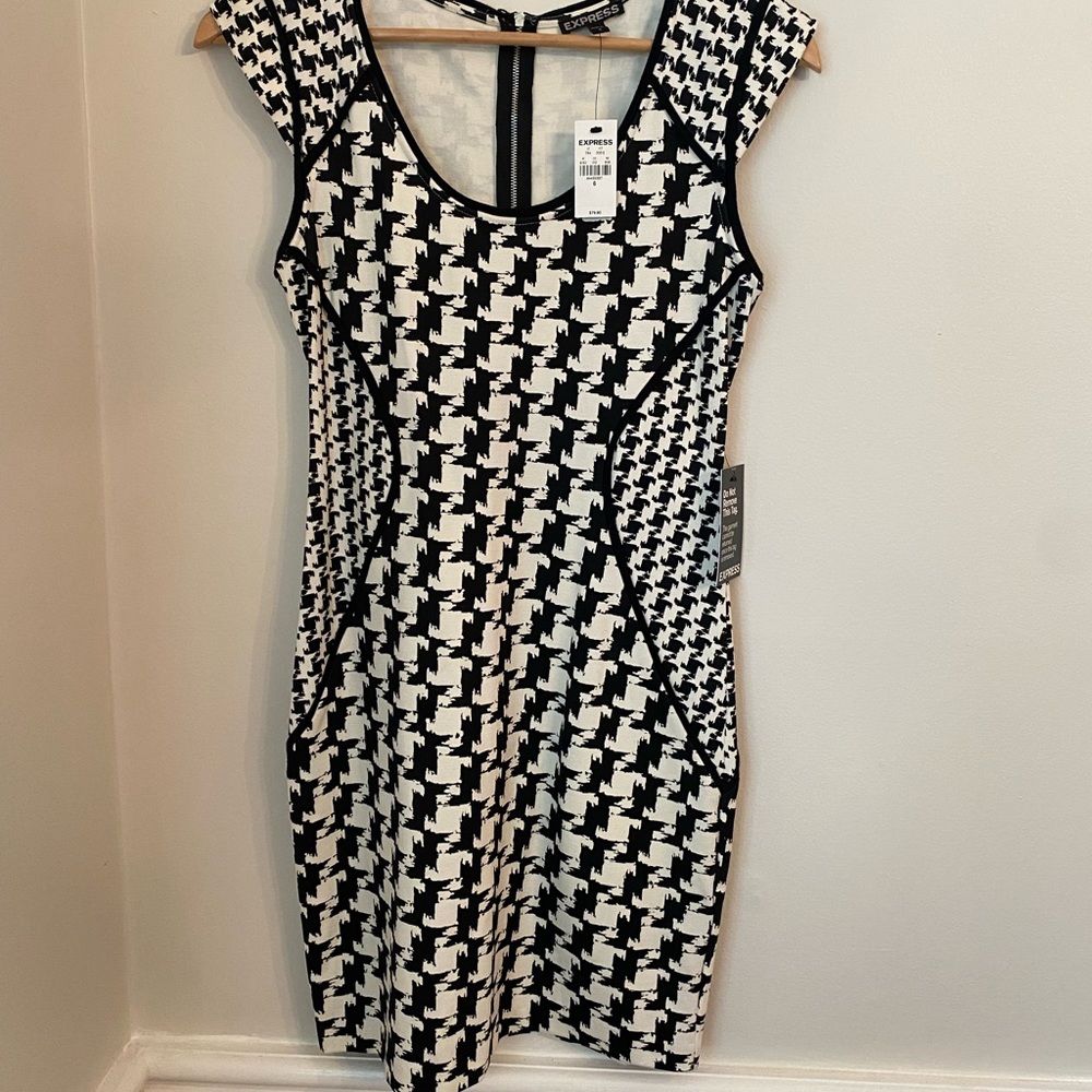 Black and cream mini dress from Express